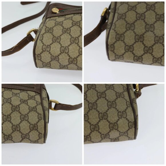 GUCCI GG Supreme Web Sherry Line Shoulder Bag PVC Beige Gold Auth - Picture 16 of 16